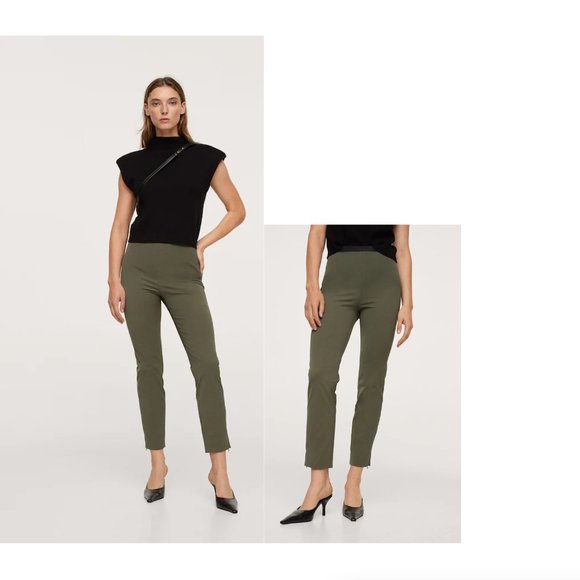 NWT MANGO - Cotton zipper leggings - Picture 1 of 4